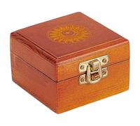PH PandaHall Scatola in legno di pino, piccola scatola dei ricordi, vintage, quadrata, con motivo a sole, scatole portaoggetti con velluto, per gioielli, regali, anelli, bracciali, collane, orecchini