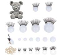 PH PandaHall Set di 12 occhi bianchi di sicurezza con ciglia, occhi all'uncinetto, 6 misure, occhio di animale in plastica con rondella, per amigurumi, orsacchiotti, peluche, uncinetto, artigianato