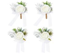 PH PandaHall Set di 2 set di bouquet e fiore all'occhiello con rose, braccialetto da polso e bracciale da uomo, set di braccialetti con fiori per sposa, sposo, damigella d'onore, festa di nozze