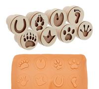 PH PandaHall Set di 8 Timbro per Argilla di Legno Naturale Timbro Rotondo A Forma di Zampa Piccolo Timbri con Impronta di Animale Timbri di Ceramica con Manico per Artigianato Argilla Ceramica 43x38mm