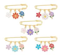 PH PandaHall Spille di Sicurezza A Forma di Fiore Margherita 5 pz Spilla A Forma di Fiore Spilla In Lega Smaltata Fermagli per Maglioni e Scialli Spille Decorative per Estivo Donna Camicie Vestiti