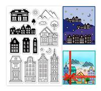 PH PandaHall Timbri in Silicone Trasparente Timbro a Forma di Casa, Timbro in Gomma Edilizia Urbana per Regalo Foto Album Card Scrapbook Postcard Decorazione