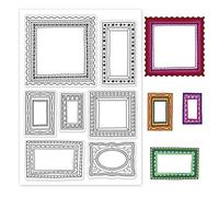 PH PandaHall Timbri per Diario con Cornice, Timbri con Cornice Artigianale Timbri con Sigillo in Silicone Timbro Trasparente Carta Decorativa Trasparente per La Creazione di Biglietti,16x11 cm