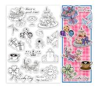 PH PandaHall Timbri Trasparenti Elements Of Life per La Creazione di Biglietti, Timbro In Silicone A Forma di Fiore Timbro per Artigianato Scrapbooking Album Diario Artigianato