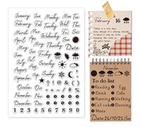 PH PandaHall Timbro Trasparente Handwritten Month per La Creazione di Biglietti, Timbro In Silicone con Data e Meteo, Simbolo Del Numero, Timbro In Gomma Trasparente, Timbro per Diario, Cartolina