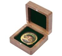PH PandaHall Vetrina in legno per monete da 6,8 cm, con interno in velluto, quadrata, per monete da collezione Challenge da 41 mm