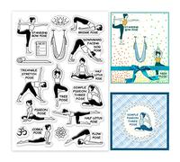 PH PandaHall Yoga Timbri Trasparenti Loto Timbri Trasparenti Fiore Timbro In Silicone Timbro di Gomma per Biglietti D'Auguri Fare Diario Album Fotografico Diario Scrapbooking,11X16 cm
