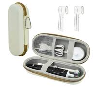 Ph Pro Heat Custodia Porta Spazzolino Elettrico da Viaggio Compatibile per Oral B - Astuccio Spazzolini e Dentifricio con 2 Custodie per Testina.(Beige)