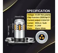 PH16W 2020 21 LED Lampadina Indicatore Auto Luce Del Freno 10-30V Bianco Caldo