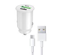 PH26 Caricatore rapido per auto 30 W PD & QC 3.0 per Motorola Edge 50 Fusion LATAM ultra compatto e potente con 1 cavo USB C, 2 porte per caricare 2 dispositivi contemporaneamente, cavo 1 m