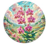 Phalaenopsis Orchidea Puzzle rotondi da 1000 pezzi per bambini e adulti, giochi educativi colorati per animali e decorazioni per la casa, giochi di sfida unici, 1000 pezzi (67,5 x 67,5 cm)