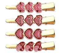 PHALIN 4 fermagli per capelli per San Valentino con strass a forma di cuore per donne Sweet Love coccodrillo fermagli per capelli scintillanti accessori per capelli (4 pezzi D)