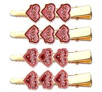 PHALIN 4 fermagli per capelli per San Valentino con strass a forma di cuore per donne Sweet Love coccodrillo fermagli per capelli scintillanti accessori per capelli (4 pezzi E)