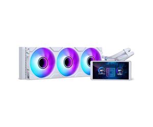 Phanteks Glacier One 360M25-LCD AIO Liquid CPU Cooler, schermo LCD HD da 6", ventola M25 Gen2 D-RGB da 120 mm, piastra fredda in rame di alta qualità, compatibile con Intel e AMD, bianco