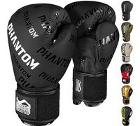 Phantom Guanti da boxe APEX | Guanti da boxe MMA Thai | Uomini (Velcro - Nero, 12 Oz)
