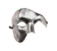 Phantom of the Opera Half Mask - Elegant men's spherical mask (gold/silver) for makeup, Halloween, and role-playing(Silver)