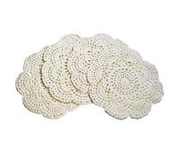Phantomon Centrini rotondi in pizzo fatti a mano, 20,3 cm, 100% cotone, confezione da 4 (beige)