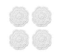 Phantomon merletto rotondo centrini a mano sottobicchieri all' uncinetto, 10,2 cm, confezione da 4 White