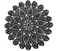 Phantomon Sottobicchieri rotondi in pizzo da 50,8 cm, realizzati a mano all'uncinetto, per tavoli e divani, 100% cotone (nero)