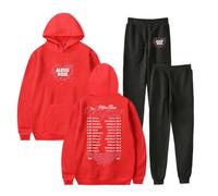 PHARCOYOU Alessi Rose Tour Merch Felpa con Cappuccio Pantaloni Jogger Due Pezzi Set Felpe+Pantaloni della Tuta Uomo Donna Outfit Set, Rosso e nero., 3XL