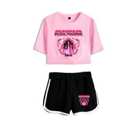 PHARCOYOU Anna Pepe Merch 2025 Anna Vera Baddie Tour Manica Corta Crop Top+Pantaloncini Set Due Pezzi Top Set Donna, Rosa-Nero, XS