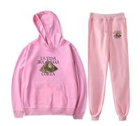 PHARCOYOU Milo J La Vida Era Mas Corta Album Felpa con Cappuccio Pantaloni Jogger Set Due Pezzi Felpe+Pantaloni della Tuta Donna Uomo Set, rosa, XXS