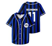 PHARCOYOU SKZ Karma - Maglia da baseball con scollo a V, a maniche corte, con bottoni, da donna, da uomo, per attività all'aperto, a01, M