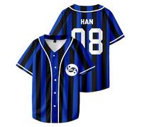 PHARCOYOU SKZ Karma - Maglia da baseball con scollo a V, a maniche corte, con bottoni, da donna, da uomo, per attività all'aperto, a02, M