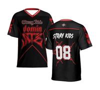 PHARCOYOU Stray Kids Dominate World Tour 2025 Maglia da calcio con scollo a V manica corta Streetwear donna uomo abbigliamento sportivo t-shirt, Multicolore, M