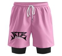 PHARCOYOU Stray Kids Dominate World Tour SKZ SweatShorts Donna Uomo 2 in 1 Pantaloncini da Corsa Unisex Outdoor Sportwear, rosa, 3XL