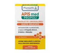 Pharmalife Research APIS med Propoli - Integratore Alimentare Vie Respiratorie gusto Delicato, 30 Tavolette Orosolubili