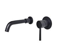PHASAT Miscelatore per lavabo a parete Rubinetti per lavabo in ottone Miscelatore Lavabo Bagno Nascosto nero con beccuccio rotante a 360 gradi PTBB06E