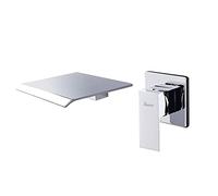 PHASAT Rubinetto Muro Bagno Lavabo Ugello Extra Largo Miscelatore Cascata Parete Acqua Fredda e Calda Rubinetti Monocomando per Lavello Ottone PTBC02E