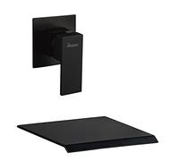 PHASAT Rubinetto Muro Bagno Nero Lavabo Ugello Extra Largo Miscelatore Cascata Parete Acqua Fredda e Calda Rubinetti Monocomando per Lavello Ottone PTBB02E