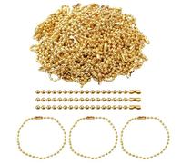 PHasz 100 Pezzi Catene a Perline a Sfera Chiusura connettore Perlina Diametro 2,4 mm, Catena Regolabile con Perline Metalliche per progetti Artigianali,Length 18cm