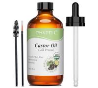 PHATOIL Olio di ricino biologico 118 ml - 100% puro naturale di ricino USDA Organic - spremuto a freddo - olio di ricino per capelli, ciglia, sopracciglia, unghie, barba, pipette + pennello per