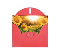 PHAYAH 10 biglietti di auguri con girasoli sotto le nuvole, ideali per Natale, anniversari di matrimonio e inviti per feste, buste rosse abbinate