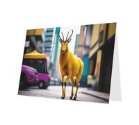 PHAYAH 10 fogli di biglietti di auguri con antilope gialla, busta verde scuro, adatti come biglietti di invito per anniversario di matrimonio e feste