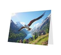 PHAYAH 10 fogli di biglietti di auguri con gabbiano alato rosso, buste grigie, adatte come biglietti di invito per anniversario di matrimonio e feste