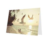 PHAYAH 10 fogli di biglietti di auguri con gabbiano sotto albero di cocco, buste grigie, adatte come biglietti di invito per matrimoni e feste