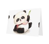 PHAYAH 10 fogli di biglietti di auguri con motivo baby panda, buste rosse, adatti come biglietti di invito per matrimoni e feste