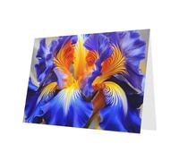 PHAYAH 10 fogli di biglietti di auguri con motivo floreale giallo e blu, busta rosa, adatti come biglietti di invito per anniversario di matrimonio e feste