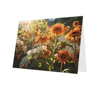 PHAYAH 10 fogli di biglietti di auguri con motivo girasole con busta rossa, adatti come biglietti di invito per anniversario di matrimonio e feste