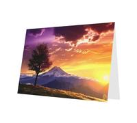 PHAYAH 10 fogli di biglietti di auguri con motivo paesaggio tramonto busta rossa adatti come biglietti di invito per anniversario di matrimonio e feste