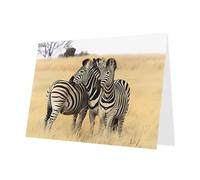 PHAYAH 10 fogli di biglietti di auguri con motivo zebre sul Sud Africa, buste bianche, adatte come biglietti di invito per anniversario di matrimonio e feste