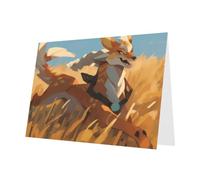 PHAYAH 10 fogli di biglietti di auguri con volpe gialla e busta grigia, adatti come biglietti di invito per anniversario di matrimonio e feste