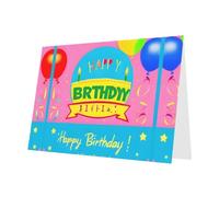 PHAYAH 10 fogli di biglietti di auguri di buon compleanno con palloncini con busta rossa, adatti come biglietti di invito per anniversario di matrimonio e feste