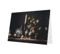 PHAYAH 10 fogli di biglietti di auguri in porcellana bianca e blu con busta rossa, adatti come biglietti di invito per matrimoni e feste