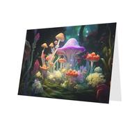 PHAYAH 10 fogli di biglietti di auguri microscopici a forma di fungo, busta rossa, adatti come biglietti di invito per matrimoni e feste