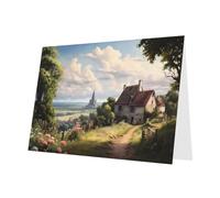 PHAYAH 10 fogli di biglietti di auguri per le festività della campagna delle fiabe, colore verde scuro, adatti come biglietti di invito per anniversario di matrimonio e feste